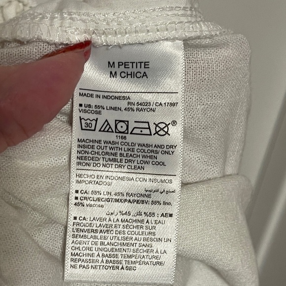 Old Navy White Linen Blend Pants Gauze Pockets Trousers Wide Leg Resort Medium - Picture 8 of 8